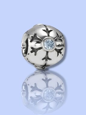 PANDORA💙RARE 925 Silver Winter Christmas Snowflake Bead With Aqua CZ Retired